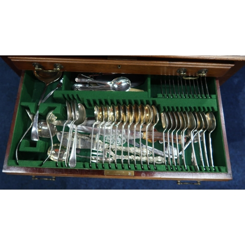 390 - A two drawer canteen of stainless steel ivorine handled cutlery, with assorted loose cutlery, fish s... 