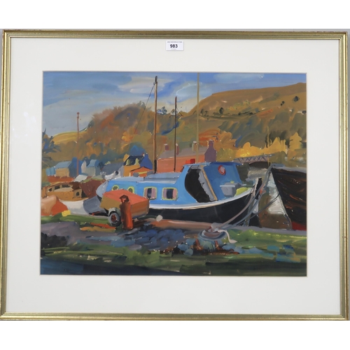 983 - AILSA TANNER (SCOTTISH 1923-2003) AUTUMN AT BOWLING  Gouache, 44 x 57cm Titled and signed verso... 