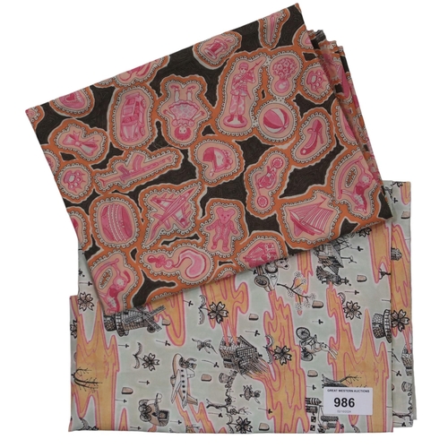 986 - SIR GRAYSON PERRY CBE RA (BRITISH b.1960)  TEXTILES FOR LIBERTY & CO. (2)