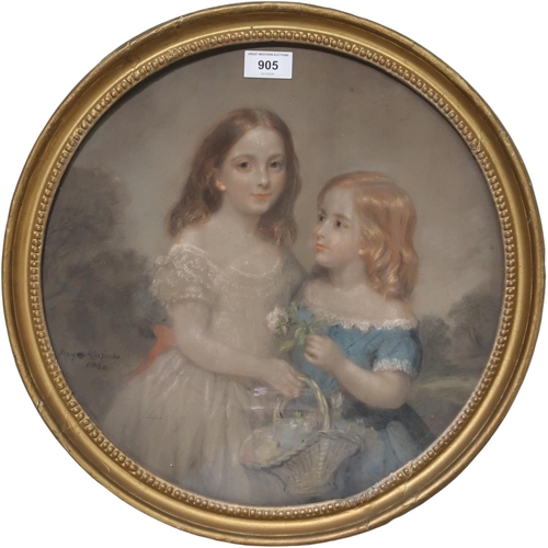 905 - MARGARET SARAH CARPENTER (ENGLISH 1793-1872) PORTRAIT OF EDITH AND HUBERT FOSTER Pastel on... 