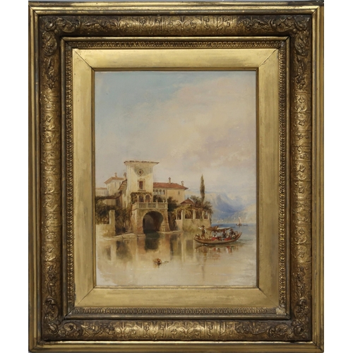 909 - 19th CENTURY ENGLISH SCHOOL VILLA BY THE SEA Oil on panel, 26 x 19cm... 