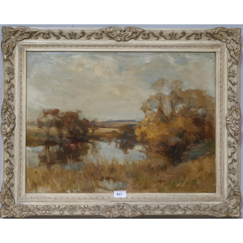 911 - WILLIAM MILLER FRAZER (SCOTTISH 1864-1961) A BLUSTERY AUTUMN AFTERNOON Oil on canvas, signed lower r... 