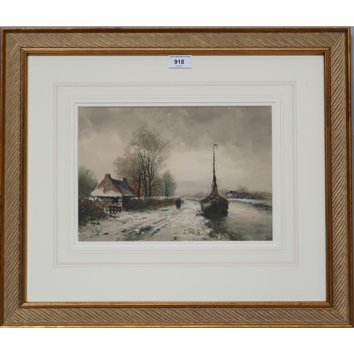 918 - DUTCH SCHOOL SNOWY LANDSCAPE Gouache, signed lower left 'Apol', 22 x 31cm... 