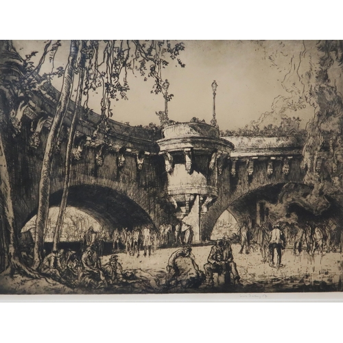 921 - SIR FRANK BRANGWYN RA RSW RBA (BRITISH 1867-1956) PONT NEUF, PARIS Etching, signed lower r... 