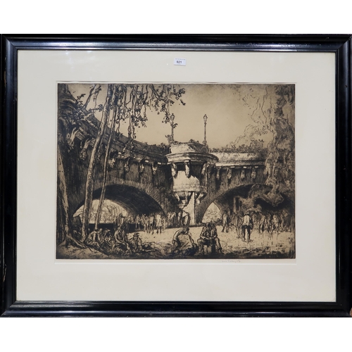 921 - SIR FRANK BRANGWYN RA RSW RBA (BRITISH 1867-1956) PONT NEUF, PARIS Etching, signed lower r... 