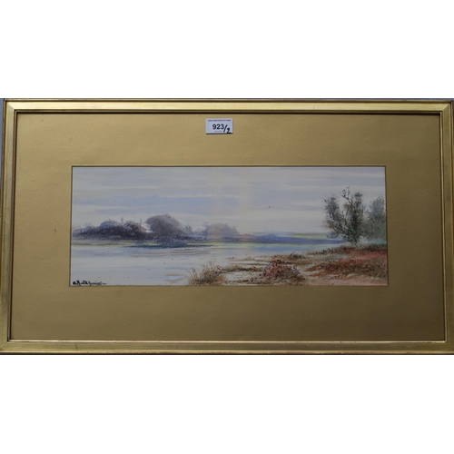 923 - ABRAHAM HULK II (DUTCH 1851-1922) RIVERSCAPE Watercolour, signed lower left, 17 x 44cm&nbs... 