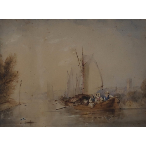 938 - EDWARD TUCKER (ENGLISH 1830-1909) FISHING BOATS Watercolour, signed lower right, 25 x 33 c... 