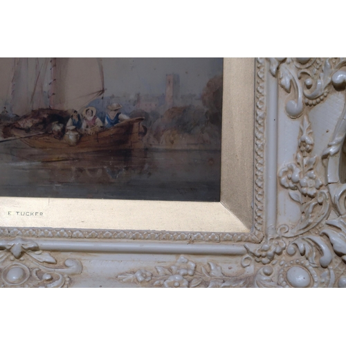 938 - EDWARD TUCKER (ENGLISH 1830-1909) FISHING BOATS Watercolour, signed lower right, 25 x 33 c... 