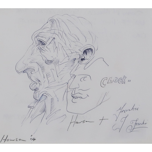 943 - PETER HOWSON AND FRANK MCFADDEN (SCOTTISH b.1958 - SCOTTISH b.1972) CLOCK Ink on paper, si... 