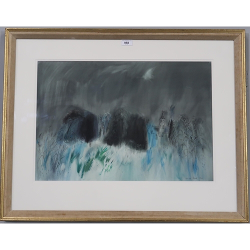 958 - HAMISH REID (SCOTTISH 1929-2005) DARK LANDSCAPE Pen and watercolour, signed right, dated 1966, 40 x ... 