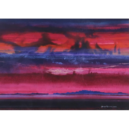 965 - JAMES SPENCE RSW RGI (SCOTTISH 1929-2016) AFTERGLOW TOWARDS SKYE Watercolour, signed lower right, da... 