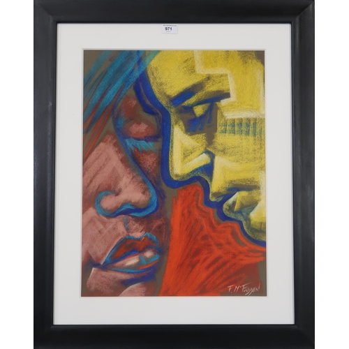 971 - FRANK MCFADDEN (SCOTTISH b.1972) THE KISS Pastel on Paper, signed lower right, 58 x 42cm... 