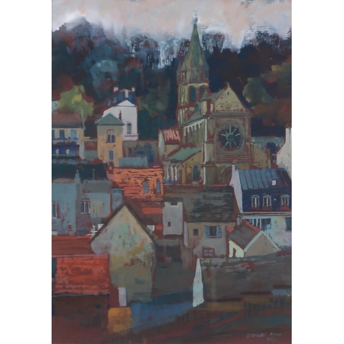 976 - WILLIAM BIRNIE RSW RGI (SCOTTISH 1929-2006) L'EGLISE, BOUGIVAL Gouache, signed lower right, dated (1... 