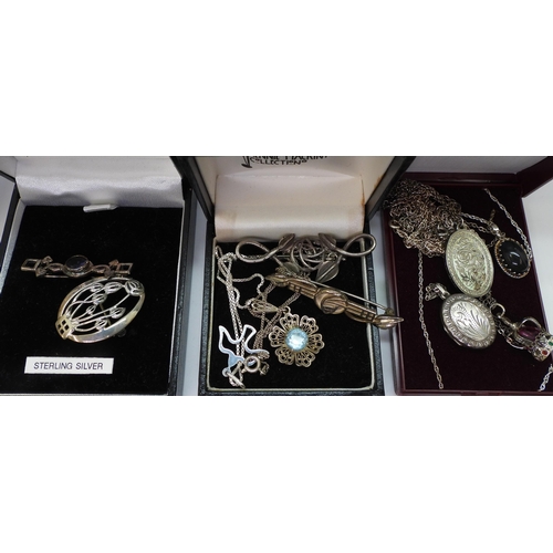 896B - A jewellery box full of vintage costume jewellery, a collection of silver Macintosh style jewellery,... 