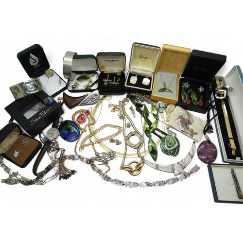 898D - A collection of silver and costume jewellery to include two  Sheila Fleet jewels, snowdrop earrings,... 