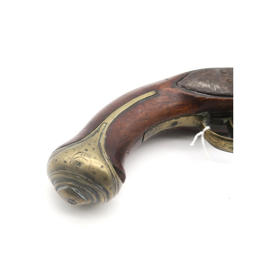 492 - A flintlock pistol, possibly Turkish, the cylindrical barrel measuring approx. 29cm in length, the b... 