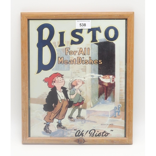 538 - Two reproduction telephones, together with a framed reproduction Bisto advertisement and an L.S. Low... 