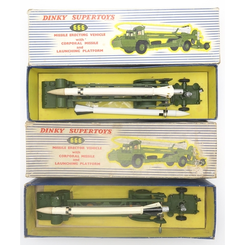 570 - Two boxed Dinky Supertoys 666 Missile Erector Vehicles  with Corporal Missile and Launching Platform... 