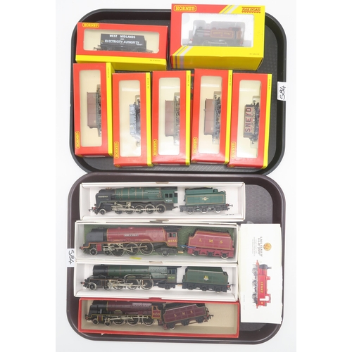 584 - Four boxed 00-gauge railway locomotives with tenders, to include Hornby Princess Elizabeth and Tri-a... 