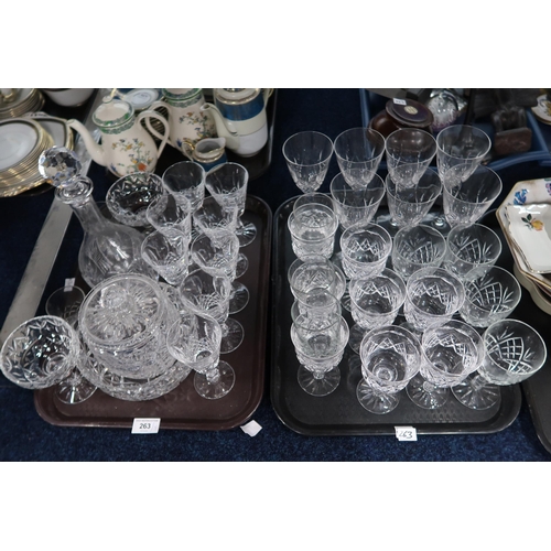 263 - Assorted crystal and cut glass drinking glasses, a Royal Albert Gossamer tea set, a Radfords Waterli... 