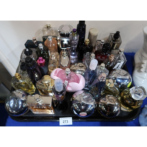 273 - A collection of ladies perfumes some testers including DKNY, Alive by Boss, Ghost, Valentino etc