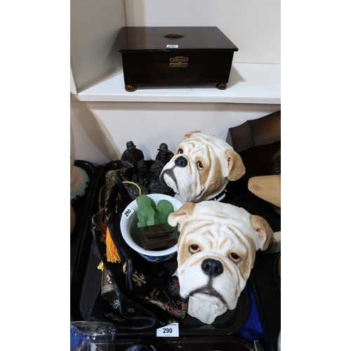 290 - A pair of Sherratt & Simpson Bulldog head busts together with assorted other items