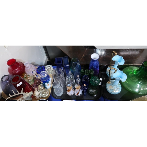 293 - A collection of assorted coloured glassware including vases etc