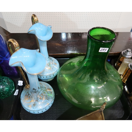 293 - A collection of assorted coloured glassware including vases etc