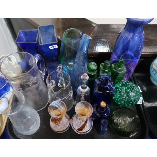 293 - A collection of assorted coloured glassware including vases etc