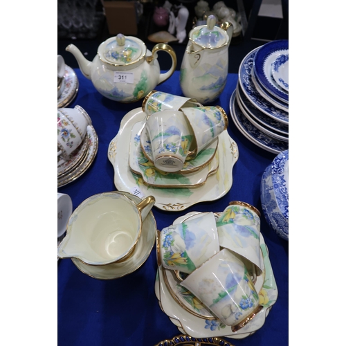 311 - A Grafton China Snowdonia pattern tea set comprising teapot, hot water jug, milk jug, sugar bowl and... 