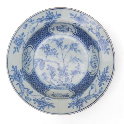 330 - Two Chinese export blue and white plates, one decorated with The Three Friends of Winter, 22cm diame... 