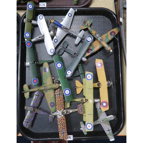 576 - A collection of kit-built model military aircraft, particularly biplanes, together with highly detai... 