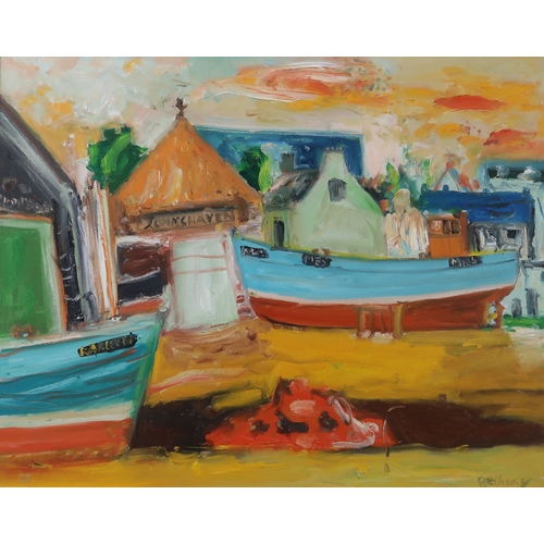 2909 - JOHN BELLANY CBE RA (SCOTTISH 1942-2013)BOATYARD, JOHNSHAVENOil on canvas, signed lower right, 60x 7... 