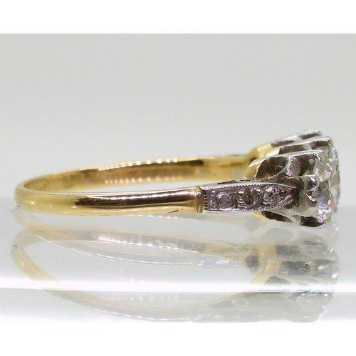 2701 - A THREE STONE DIAMOND RINGset with estimated approx 1.50cts of brilliant cut diamonds, with further ... 