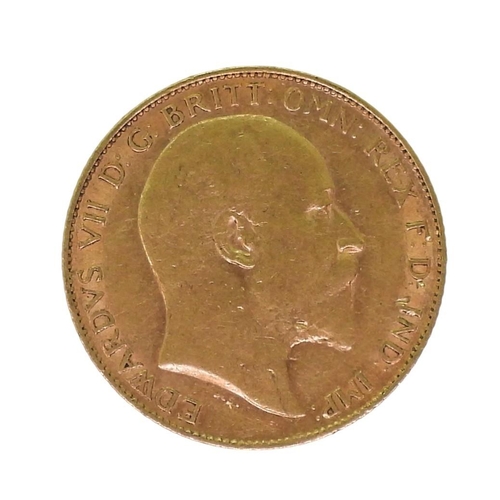 401 - EDWARD VII 1901-1910) 1/2 SOVEREIGN 1909ObverseUncrowned portrait of King Edward VII right, legend a... 