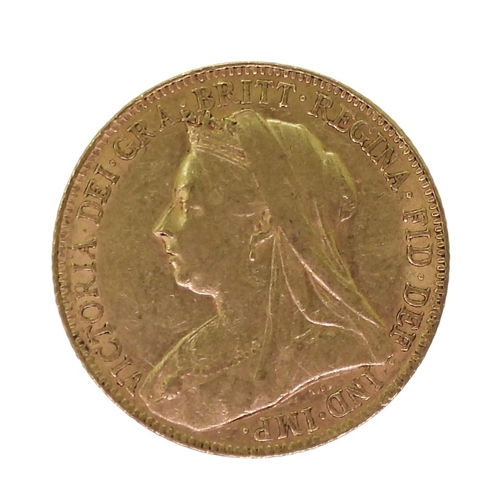 406 - VICTORIA (1837-1901) 1 SOVEREIGN 1901Obverse older crowned and veiled bust ('Old Head') of Queen Vic... 