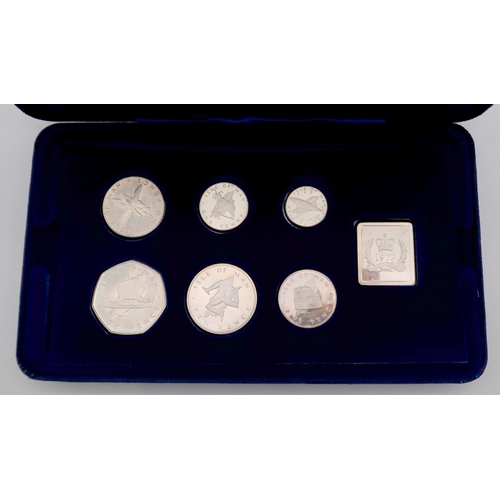 421 - POBJOY MINT Isle of Man proof silver six coin set, dated 1977, from half penny to fifty pence togeth... 