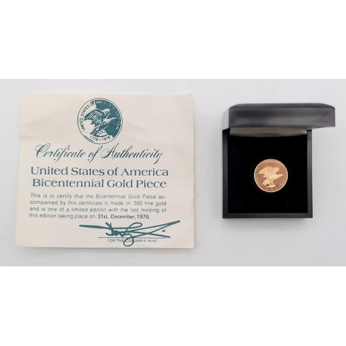 445 - UNITED STATES FEDERAL REPUBLIC (1776-date) 1976 Bicentennial gold piece Obverse George Washington wi... 