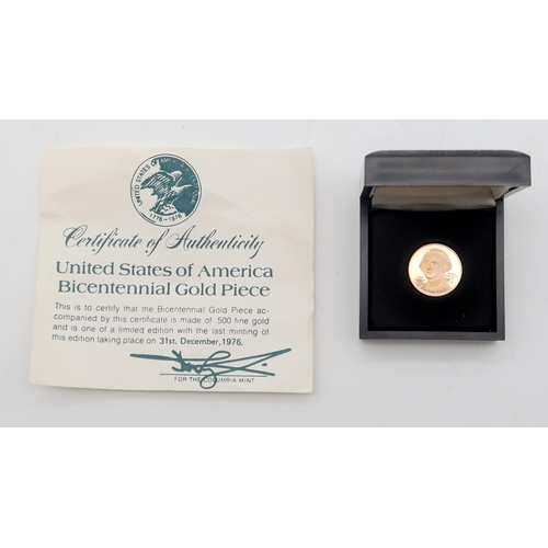 445 - UNITED STATES FEDERAL REPUBLIC (1776-date) 1976 Bicentennial gold piece Obverse George Washington wi... 