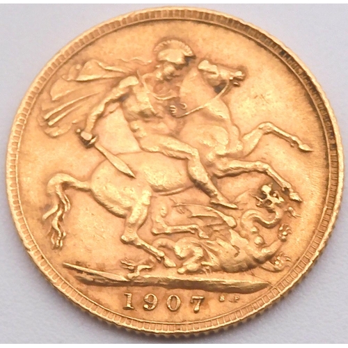 460 - EDWARD VII (1901-1910) 1 SOVEREIGN 1907ObversePortrait of King Edward VII facing right legend around... 