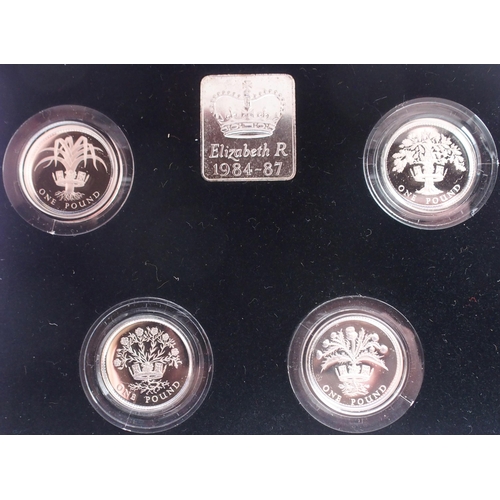 464A - Elizabeth II (1952-2022) Royal Mint Silver Proof Coins1984-1987 United Kingdom £1 Silver Proof Piedf... 