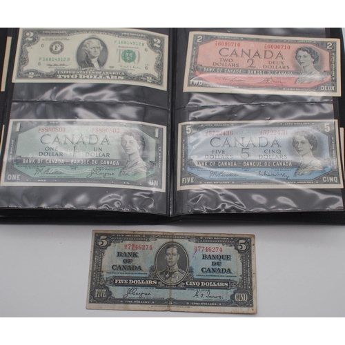 465G - A collection United States and Canada banknotes in an album