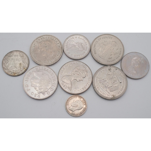 465K - A lot comprising various British Isles, Irish and Crown Dependencies  coinage with a George II 6/d, ... 