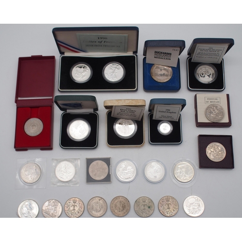 468D - ELIZABETH II (1952-2022) 1998 Ladies Of  Freedom Silver Proof Two-Coin Set, 1990 Silver Proof £1, 19... 