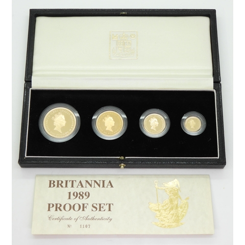 471 - ELIZABETH II (1952-2022) 1989 BRITANNIA FOUR GOLD COIN SETTo include a £100 34.050 grams 32.69mm Ø, ... 