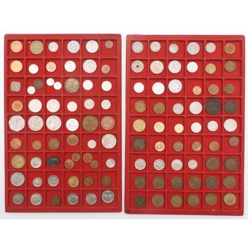 453 - A worldwide coin collection in nine display trays