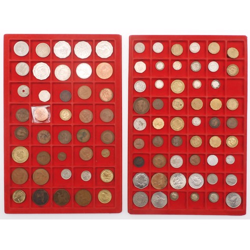 453 - A worldwide coin collection in nine display trays