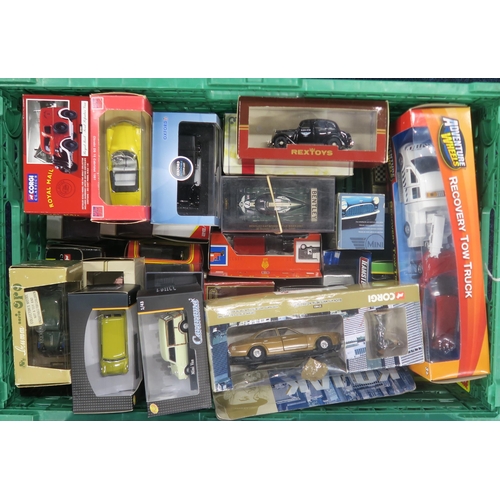 568 - A large collection of packaged diecast model vehicles of mixed scale and manufacturer, with Corgi Cl... 