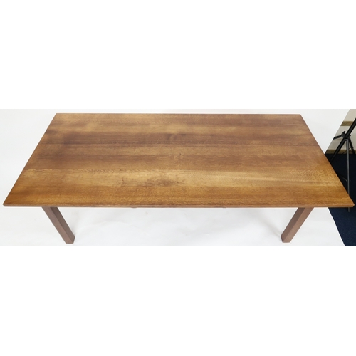 2100 - A 20TH CENTURY OAK AFTER CHARLES RENNIE MACKINTOSH DINING TABLE AND EIGHT CHAIRS dining table with n... 