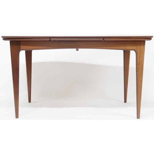 2101 - A MID 20TH CENTURY STAINED TEAK A. YOUNGER & SON DINING TABLE AND SIX CHAIRS pull out exten... 